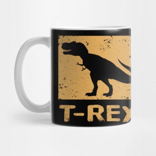 Distressed Retro Orange T-Rex Silhouette Mug